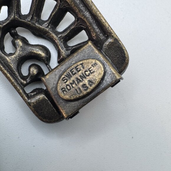 Rare Gorgeous Sweet Romance Art Deco Design Rhinestone Necklaces Brass Tone - Picture 5 of 11